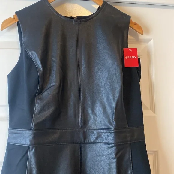 Spanx, Leather-Like Combo Fitted Dress NWT - Picture 7 of 10